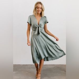 Brand New Baltic Born Satin Green MIDI Dress (Medium)